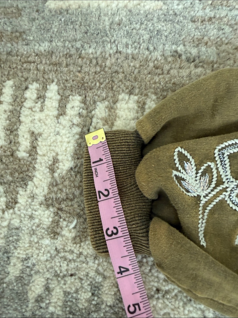 Blue Velvet Brand Mineral Washed Olive Embroidered Floral Sleeve Sweatshirt - Picture 15 of 15